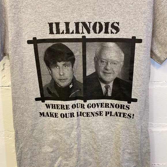 Gildan Unisex Small T Shirt Grey / Black Illinois Governor’s Humourous - Picture 2 of 7